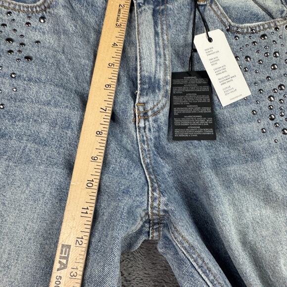 Forever 21 Womens Straight Leg Jeans NEW 28 Studded Floral Design - Picture 9 of 11